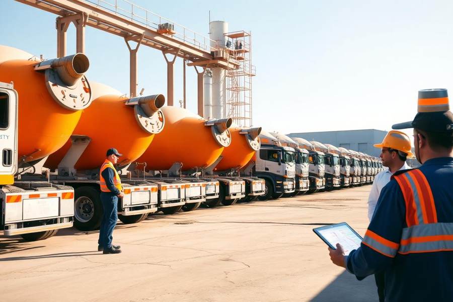 Cassidaro Co. concrete mixer truck fleet at the Phoenix batch plant